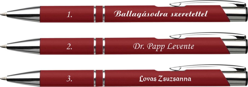 Gravírozott fém toll - piros