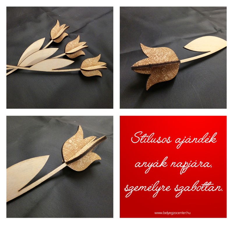 Gravírozott fa tulipán - névre gravírozva